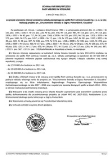 Uchwała Rady Miejskiej w Koszalinie nr XXXIII/497/2013