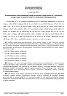 Uchwała Rady Miejskiej w Koszalinie nr XXXIII/498/2013