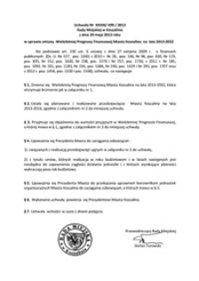 Uchwała Rady Miejskiej w Koszalinie nr XXXIII/499/2013