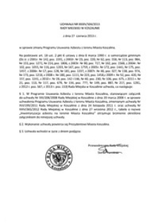 Uchwała Rady Miejskiej w Koszalinie nr XXXIV/504/2013