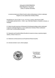 Uchwała Rady Miejskiej w Koszalinie nr XXXIV/508/2013