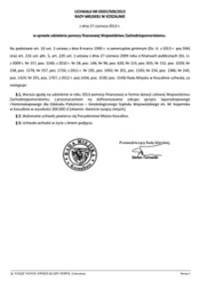 Uchwała Rady Miejskiej w Koszalinie nr XXXIV/509/2013