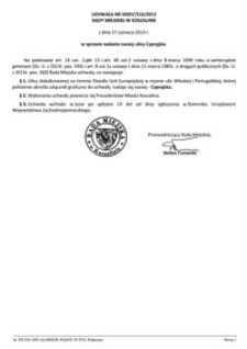 Uchwała Rady Miejskiej w Koszalinie nr XXXIV/516/2013