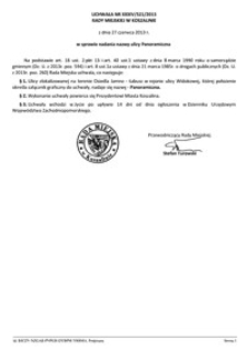 Uchwała Rady Miejskiej w Koszalinie nr XXXIV/521/2013