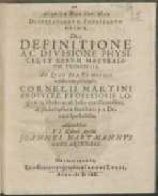 Disputationum physicarum prima de definitione ac divisione physices