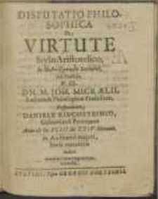 Disputatio Philosophica : De Virtute Stylo Aristotelico