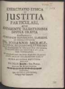 Exercitatio Ethica : De Justitia Particulari