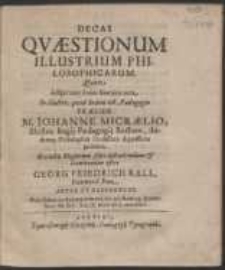 Decas Qvaestionum Illustrium Philosophicarum