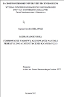 Formowanie warstwy azotowanej na stali ferrytyczno-austenitycznej X2CrNiMoN 2253