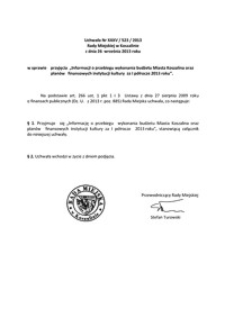 Uchwała Rady Miejskiej w Koszalinie nr XXXV/523/2013