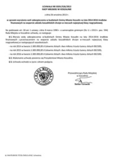 Uchwała Rady Miejskiej w Koszalinie nr XXXV/526/2013