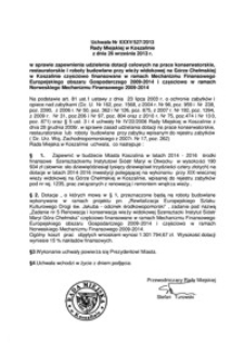 Uchwała Rady Miejskiej w Koszalinie nr XXXV/527/2013