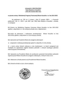 Uchwała Rady Miejskiej w Koszalinie nr XXXV/531/2013