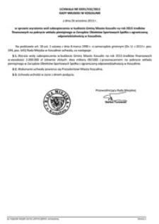 Uchwała Rady Miejskiej w Koszalinie nr XXXV/532/2013