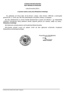 Uchwała Rady Miejskiej w Koszalinie nr XXXV/536/2013