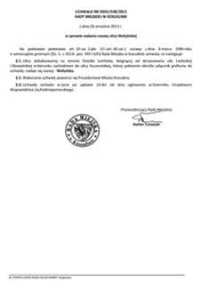 Uchwała Rady Miejskiej w Koszalinie nr XXXV/538/2013