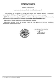 Uchwała Rady Miejskiej w Koszalinie nr XXXV/539/2013