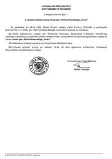 Uchwała Rady Miejskiej w Koszalinie nr XXXV/540/2013