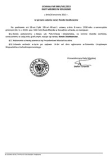 Uchwała Rady Miejskiej w Koszalinie nr XXXV/541/2013