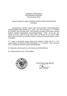 Uchwała Rady Miejskiej w Koszalinie nr XXXV/545/2013