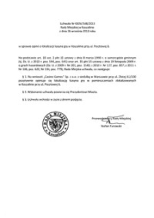 Uchwała Rady Miejskiej w Koszalinie nr XXXV/548/2013