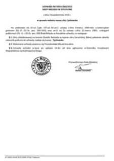 Uchwała Rady Miejskiej w Koszalinie nr XXXVI/560/2013