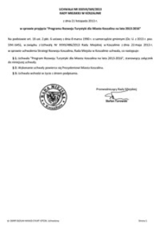 Uchwała Rady Miejskiej w Koszalinie nr XXXVII/569/2013