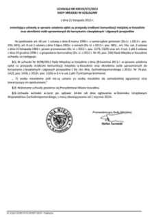 Uchwała Rady Miejskiej w Koszalinie nr XXXVII/572/2013