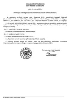 Uchwała Rady Miejskiej w Koszalinie nr XXXVIII/580/2013