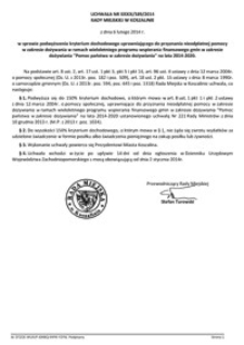 Uchwała Rady Miejskiej w Koszalinie nr XXXIX/589/2014