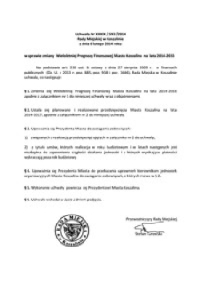 Uchwała Rady Miejskiej w Koszalinie nr XXXIX/593/2014