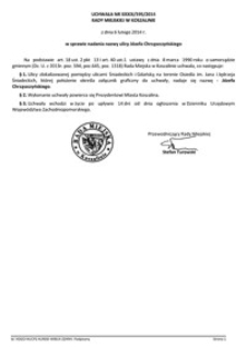 Uchwała Rady Miejskiej w Koszalinie nr XXXIX/595/2014