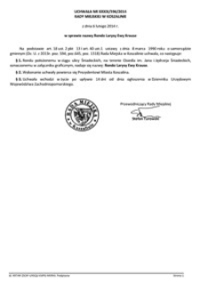 Uchwała Rady Miejskiej w Koszalinie nr XXXIX/596/2014