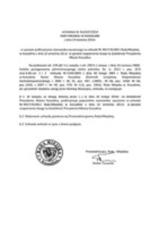Uchwała Rady Miejskiej w Koszalinie nr XLII/637/2014