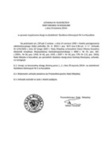 Uchwała Rady Miejskiej w Koszalinie nr XLII/639/2014