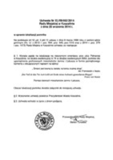 Uchwała Rady Miejskiej w Koszalinie nr XLVIII/692/2014