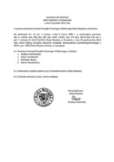 Uchwała Rady Miejskiej w Koszalinie nr III/9/2014