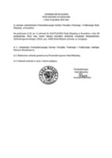Uchwała Rady Miejskiej w Koszalinie nr III/14/2014