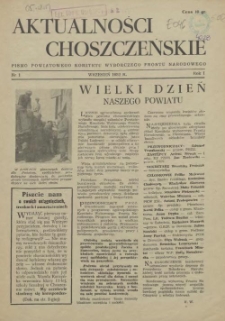 Aktualności Choszczeńskie : pismo Powiatowego Komitetu Wyborczego Frontu Narodowego. 1952 nr 1