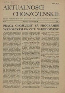 Aktualności Choszczeńskie : pismo Powiatowego Komitetu Wyborczego Frontu Narodowego. 1952 nr 2