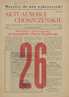Aktualności Choszczeńskie : pismo Powiatowego Komitetu Wyborczego Frontu Narodowego. 1952 nr 5