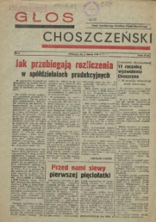 Głos Choszczeński : organ Powiatowego Komitetu Frontu Narodowego. 1956 nr 1