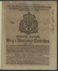 Wochentlich-Stettinische Frag- und Anzeigungs-Nachrichten. 1740 No. 1