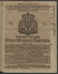 Wochentlich-Stettinische Frag- und Anzeigungs-Nachrichten. 1740 No. 14