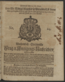 Wochentlich-Stettinische Frag- und Anzeigungs-Nachrichten. 1740 No. 24