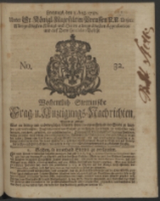 Wochentlich-Stettinische Frag- und Anzeigungs-Nachrichten. 1740 No. 32
