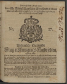 Wochentlich-Stettinische Frag- und Anzeigungs-Nachrichten. 1740 No. 37