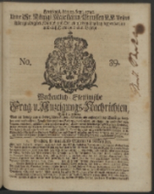 Wochentlich-Stettinische Frag- und Anzeigungs-Nachrichten. 1740 No. 39
