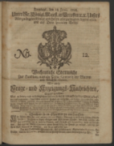 Wochentliche Stettinische zur Handlung nützliche Preis-Courante der Waaren und Wechsel-Cours, wie auch Frage- und Anzeigungs-Nachrichten. 1728 No. 12