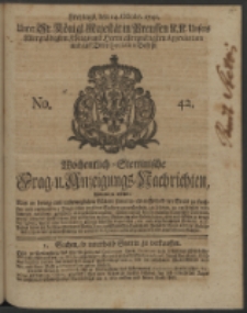 Wochentlich-Stettinische Frag- und Anzeigungs-Nachrichten. 1740 No. 42